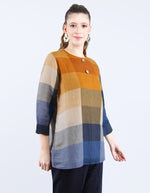 Linen Mustard and Blue Tunic | Linen Bloom