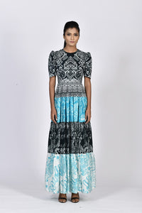 Tiered long fitted dress | Soham Earth