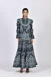 Panelled skirt in ocean print | Soham Earth