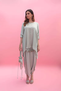 Masbah Green CO-ORD SET with Dhoti Skirt | Prahnaaya