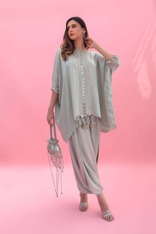 Masbah Green CO-ORD SET with Dhoti Skirt | Prahnaaya
