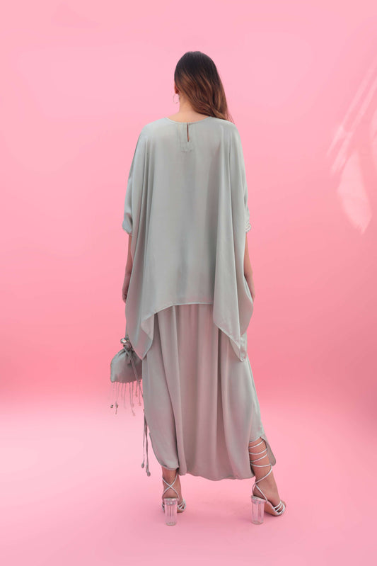 Masbah Green CO-ORD SET with Dhoti Skirt | Prahnaaya