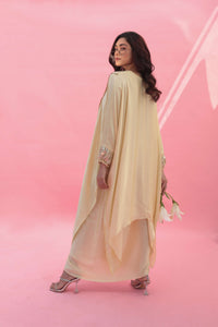 MISH Yellow Kaftan Set with Wrap Skirt | Prahnaaya