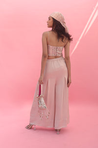 Yami Pink Blouse Set with Pant & Cape | Prahnaaya