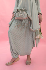 Saakura Green Indo-western Top with Dhoti Skirt | Prahnaaya