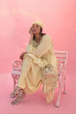 Saakura Yellow Indo-western Top with Dhoti Skirt | Prahnaaya