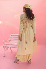 Saakura Yellow Indo-western Top with Dhoti Skirt | Prahnaaya