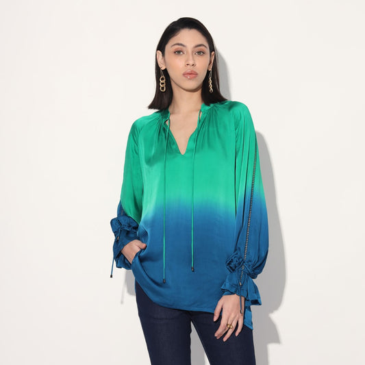 Hanako ombre top - Green Blue | Linetribe