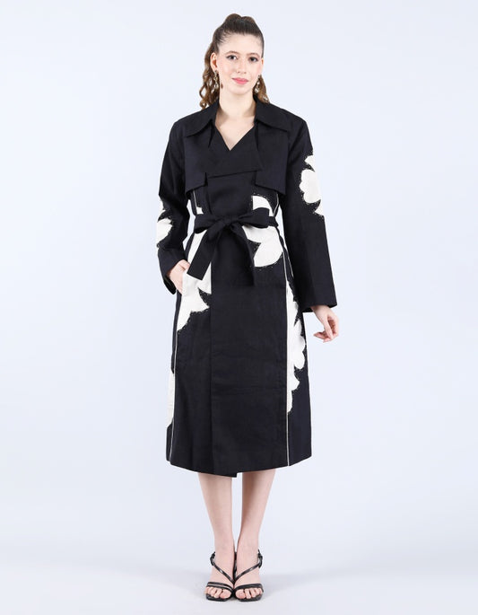 Black Linen Trench Coat | Linen Bloom