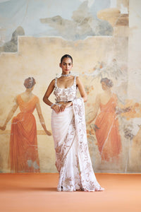 IVORY FLORAL SAREE SET | Aashima Behl