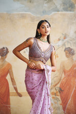 LAVENDER EMBROIDERED SAREE SET | Aashima Behl