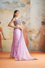 LAVENDER EMBROIDERED SAREE SET | Aashima Behl