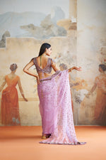 LAVENDER EMBROIDERED SAREE SET | Aashima Behl