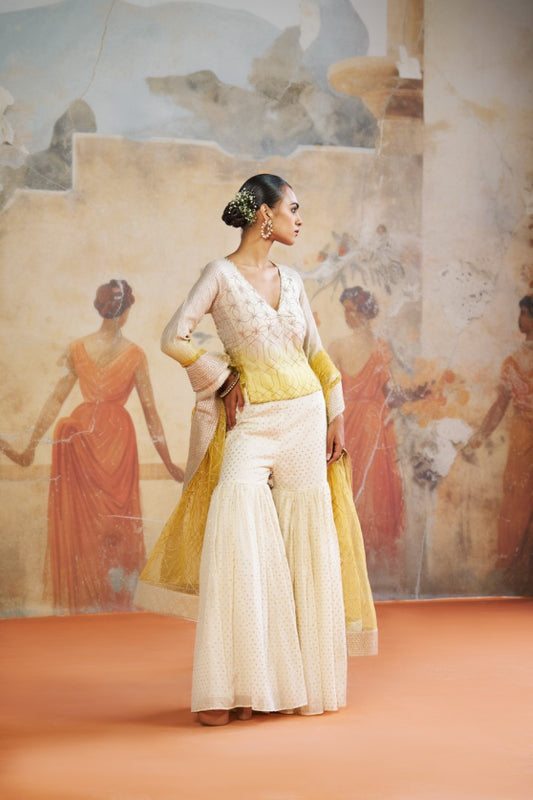 YELLOW KEDIA SHORT KURTA SET | Aashima Behl
