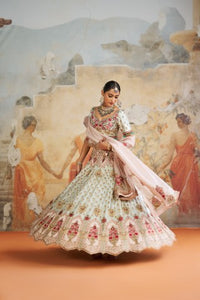 GREEN ZARDOZI LEHENGA SET | Aashima Behl