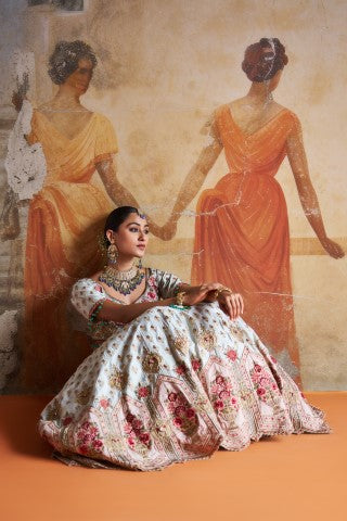 GREEN ZARDOZI LEHENGA SET | Aashima Behl