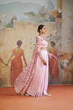ROSE PINK FLORAL LONG JACKET SET | Aashima Behl
