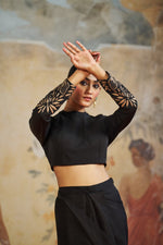 BLACK ORGANZA SAREE SET | Aashima Behl