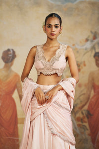 BLUSH PINK LEHENGA SAREE | Aashima Behl