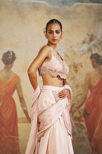 BLUSH PINK LEHENGA SAREE | Aashima Behl