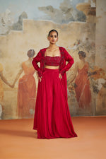 RED LONG CAPE SET | Aashima Behl