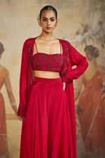 RED LONG CAPE SET | Aashima Behl