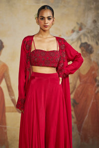 RED LONG CAPE SET | Aashima Behl