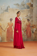 RED LONG CAPE SET | Aashima Behl