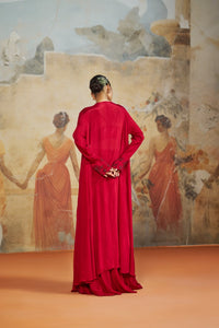 RED LONG CAPE SET | Aashima Behl