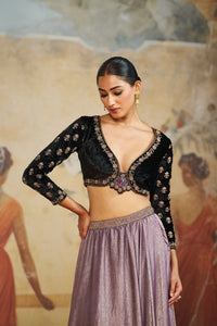 BLACK VELVET LEHENGA SET | Aashima Behl