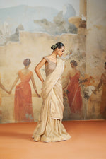 CHAMPAGNE BEIGE DRAPED SHARARA SET | Aashima Behl