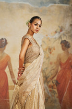 CHAMPAGNE BEIGE DRAPED SHARARA SET | Aashima Behl
