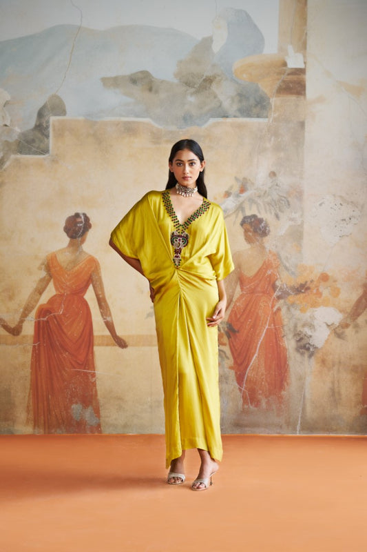 OLIVE JEWELED KAFTAN | Aashima Behl