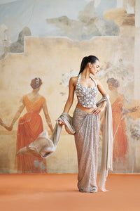 JEWELED GREY CORSET SET | Aashima Behl