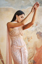 JEWELED PEACH CORSET SET | Aashima Behl