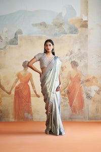 PEARL GREY SAREE SET | Aashima Behl