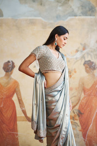 PEARL GREY SAREE SET | Aashima Behl