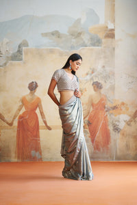 PEARL GREY SAREE SET | Aashima Behl