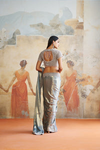 PEARL GREY SAREE SET | Aashima Behl