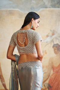 PEARL GREY SAREE SET | Aashima Behl