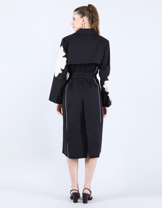 Black Linen Trench Coat | Linen Bloom