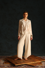 Chinese collar shirt set with a cape blazer waistcoat(Off-white) | Enech