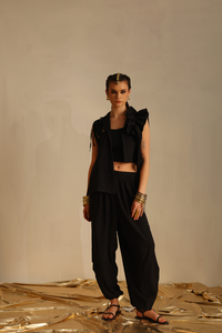 Frill blazer twin set(Black) | Enech