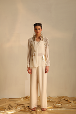 Pleat foil circle shirt set(Off-white) | Enech