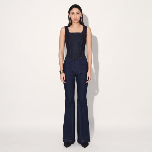 DENIM FLARE PANTS - BLUE | Linetribe