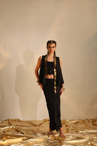 Cowl foil Waistcoat set(Black) | Enech