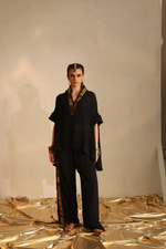 V-poncho foil twin set(Black) | Enech