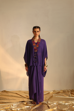 V-poncho boho twin set(Purple) | Enech