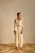 Dramatic flower blazer twin set(Off-white) | Enech