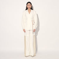 Asuka pleated pants - White | Linetribe